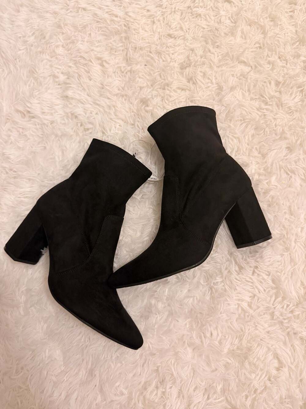 Old Navy Heeled Bootie Size 8 Black Suede Pointed Toe Block Heel